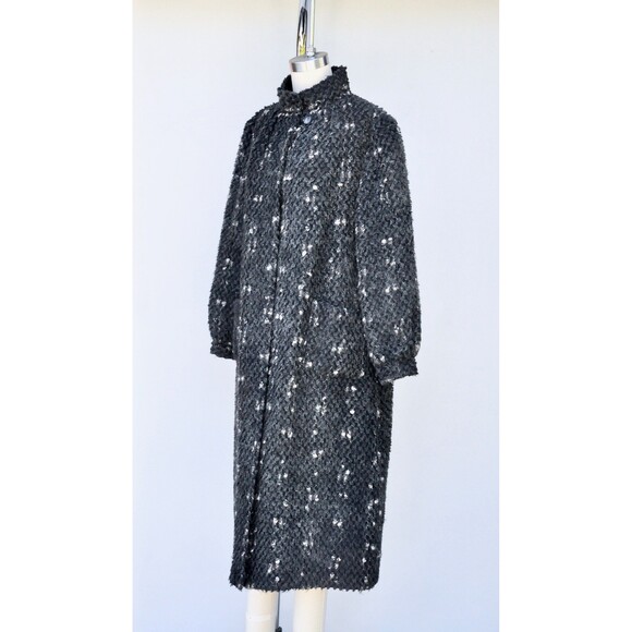 Vintage Pop Corn Wool Duster Coat - Chunky 60s 70s - Coatree Union Label  S M - Picture 4 of 10